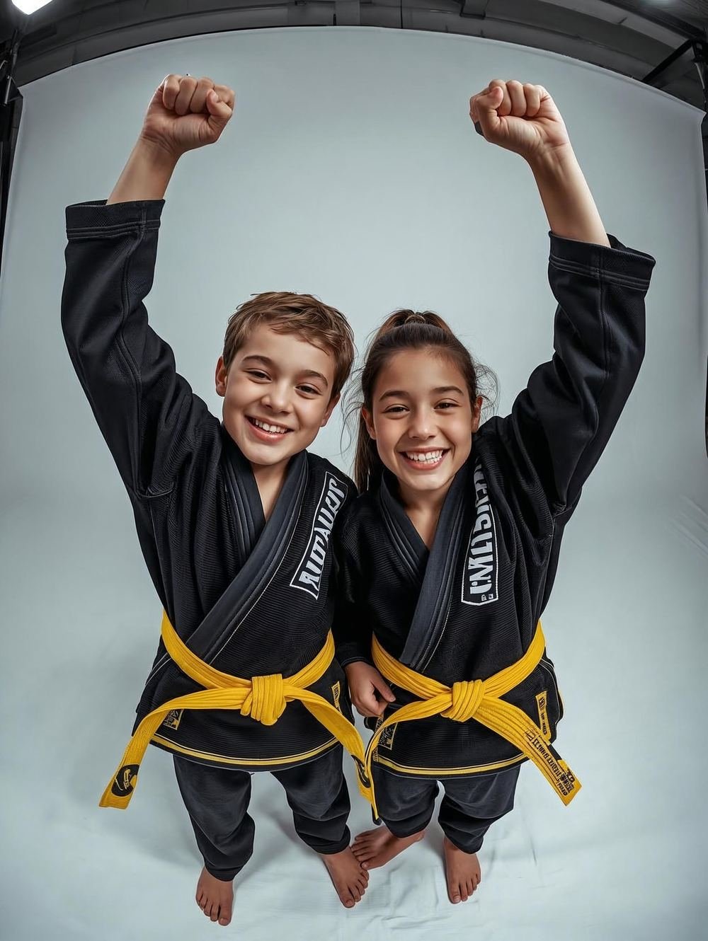 Kids celebrating after BJJ class