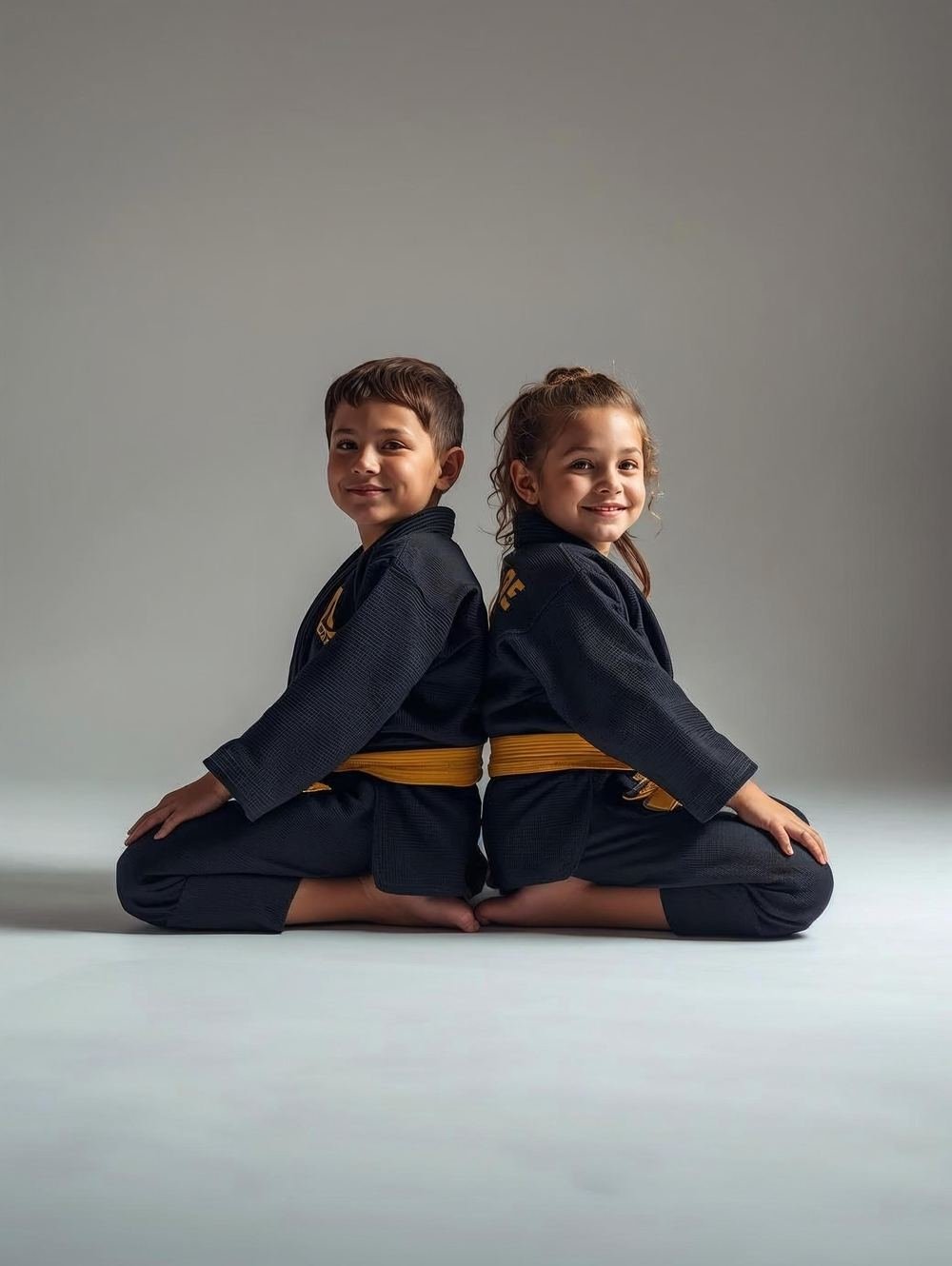Kids in BJJ gi sitting together